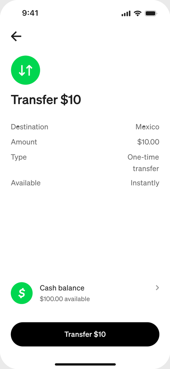 Before: the review screen shows the source, Cash balance, only at the end