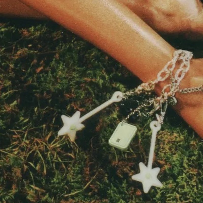 Two Wands and a Mini Card hanging from an anklet