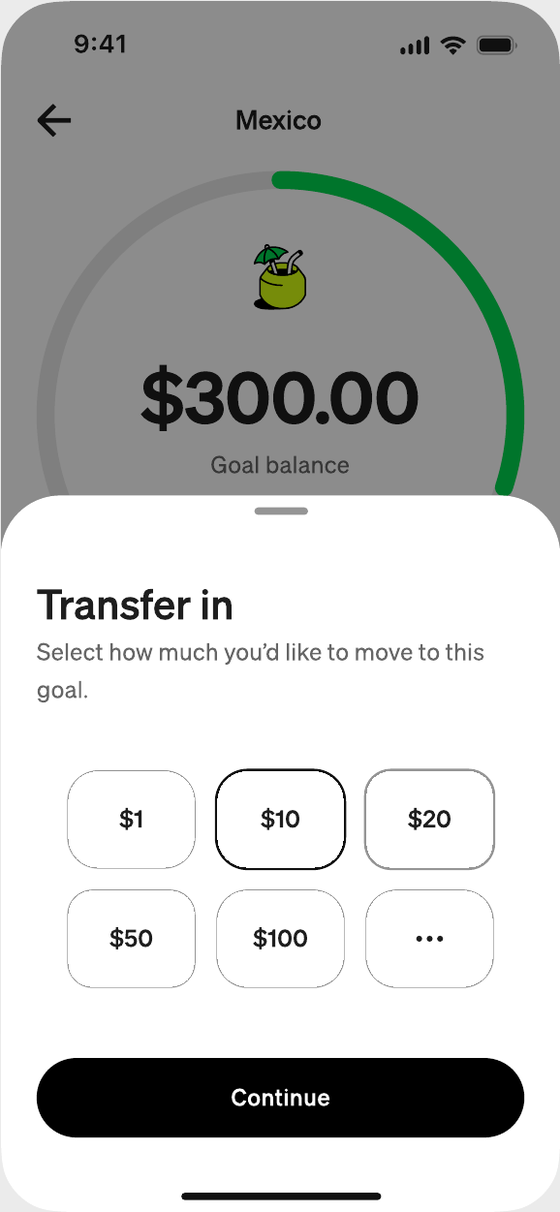 Before: Transfer in asks for an amount first