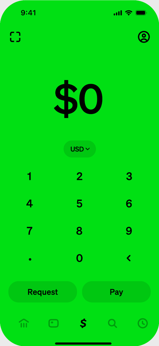 Before: the green Cash App keypad